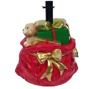 Base per Albero di Natale a Forma di sacco Rosso con orsetto pacco Regalo Fiocco