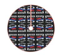 Base per albero di Natale con mappa della Russia, con bordatura, decorazione per la casa e le vacanze di Capodanno