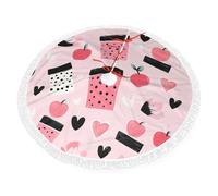 Base per albero di Natale con mele a forma di cuore, 90 cm, motivo floreale, con nappe, decorazione per casa, ufficio, vacanze, feste