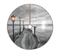 Base per albero di Natale da 122 cm, con stampa di un molo sulla spiaggia, colore bianco e nero, decorazione per la casa, per interni ed esterni