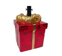 Base per Albero di Natale Forma di Pacco Regalo Rosso con Fiocco Oro Base Piede di Supporto Decorazione addobbo Natalizio arredo casa Particolare
