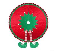 Base per albero di Natale, motivo a righe con pompon rosso e verde, in velluto trapuntato, per casa, camera da letto, ufficio, 62-159 cm (122 cm)