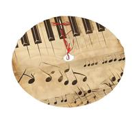 Base per albero di Natale, motivo note musicali, in stile vintage, 91 cm, per tastiera di pianoforte, tappetino decorativo per albero di Natale, decorazione per casa, feste, festival