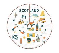 Base per albero di Natale scozzese con cibo e cultura 76/91/122 cm, morbido tappetino per albero di Natale, decorazione per la casa