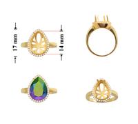 Base per anello in argento sterling per incastonare il cristallo di pera 14...