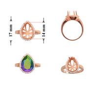 Base per anello in argento sterling per incastonare il cristallo di pera 14...