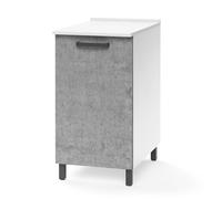 Base per cucina componibile da 40 cm con anta, realizzata in legno 100% MADE IN ITALY (Bianco con anta Cemento)