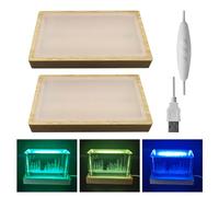 Base per display in cristallo regolabile in luminosità per vetro artistico, supporto in legno con luce notturna dimmerabile a 3 colori, base rettangolare a LED per luce artistica in cristallo 3D