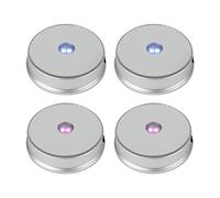 Base per esposizione di luci a LED colorate, espositore per statuette artistiche in vetro, sette luci che cambiano colore, 3 batterie AAA (bianco, 4 pezzi)