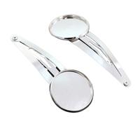 Base Per Forcina 12 mm 20 pezzi Materiale in rame placcato Fermagli for capelli Base for forcina Cabochon Cammeo Per Acconciatura Donna Decorazione Fai Da Te(Silver,20mm)