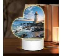 Base per lampada a LED notturna 3D in acrilico, lampade da spiaggia, faro da notte, lampada da comodino a LED, lampade da tavolo in acrilico, San Valentino, Ringraziamento, compleanno, regali