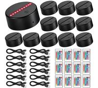 Base per lampada a luce notturna a LED 3D da 12 pezzi 16 colori espositore per esposizione di luci decorative con cavo USB remoto per vetro in resina acrilica