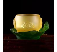 Base per Lampada al Burro Liuli Lotus da 2 Pezzi, portacandele in Vetro per Offerta Buddista,B