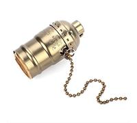 Base per Lampada Edison Vintage Plafoniera in Ottone Massiccio E27 Presa Luce in Alluminio con Catena a Tirante Portalampada da Tavolo da Tavolo Base a Vite Design Semplice Stile Vintage(Bronzo Scuro)