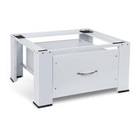 Base per lavatrice con cassetto, max. 150 kg, base per lavatrice in acciaio, con cuscinetti antiscivolo, telaio per asciugatrice, frigorifero, bianco, 64 x 54,5 x 32 cm (LXBXH)
