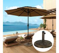 Base per Ombrellone da 12 kg con Manovella Integrata, in Resina, Metallo e Cemento, Ø46x33 cm, Bronzo