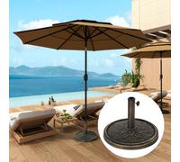Base per Ombrellone da 12 kg con Manovella Integrata, in Resina, Metallo e Cemento, Ø46x34 cm, Bronzo