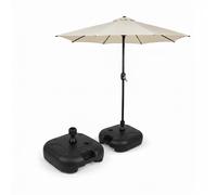 Base per Ombrellone da Giardino 20L in PP - Supporto Riempibile con Acqua o Sabbia - Per Pali ø22-32mm e Ombrelloni fino a 2,2m - Dimensioni 44x44x14cm - Facile Montaggio e Pulizia