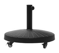 Base Per Ombrellone Da Giardino Rotonda A 4 Ruote Con Freni, Base Ombrellone In Metallo E Resina, Per Pali Di Ombrelloni Da Ø38/48 Mm, Ø52x41 Cm, Nero