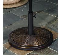 Base per Ombrellone in Cemento e Plastica da 14kg con Effetto Rattan Ø48x34cm, Bronzo