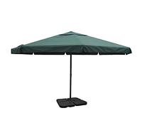 Base per Ombrellone Portatile in Alluminio Verde con Manovella, Ombrellone da Giardino 5m Diametro, Base a Croce Zavorrabile, per Esterno Balcone Spiaggia Piscina, 3.25m Altezza