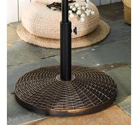 Base per Ombrellone Rotonda in Plastica Effetto Rattan da 25kg per Pali da 35mm, 38mm, 48mm
