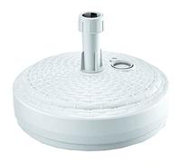 Base per ombrellone rotonda in polietilene con motivo intrecciato 39 x 39 x 13 cm in bianco