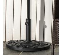 Base per Ombrellone Semicircolare da 9 kg in HDPE, Cemento e Metallo con Motivi Floreali, Ø50x32x32 cm, Nero
