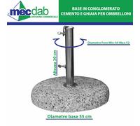 Base per Ombrelloni in Cemento e Ghiaia Ø Base 55 Cm Ø Foro Min 44 Max 52mm