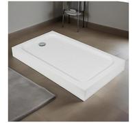 Base Per Piatto Doccia In Acrilico Bianco con Scarico, Piatto Doccia Rettangolare In Superficie Solida con Superficie Strutturata Antiscivolo, Kit Piatto Doccia Moderno A Tenuta Stagna per Bagno