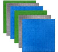 Base Piattaforma per Lego Classic,Set di 6 Base per Classic Costruzioni 25,5 x 25,5 cm Basi per Costruzioni Impilabili Compatibili con Tutte le Principali Marche, Verdi, Blu, Grigi
