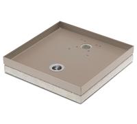 Base Portaciottolo per Fontane 40x40x8 cm in Metallo con Base in Cemento Belfer 42/BSE/10 Tortora