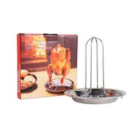 Base profonda del serbatoio, griglia per arrosto per tacchino, supporto verticale per pollame con telaio in filo, vassoio da forno in acciaio inox, base infusore con design robusto, griglia per