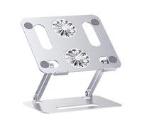 Base Raffreddamento Notebook a Doppia Ventola, Argento, Lega di Alluminio | Sotto 17, 3 Pollici, Giunto Ruotabile a 360 Gradi, Supporto Fino a 10kg, Atmosfera Estiva