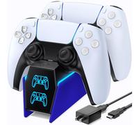 Base Ricarica PS5, 2.5H Rapida Caricatore Controller PS5 con EU-Adattatore e Indicatore LED, Caricatore Joystick PS5 per Playstation 5 Controller, Accessori PS5, Blu