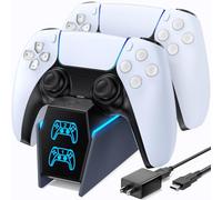 Base Ricarica PS5, 2.5H Rapida Caricatore Controller PS5 con EU-Adattatore e Indicatore LED, Caricatore Joystick PS5 per Playstation 5 Controller, Accessori PS5, Grigio