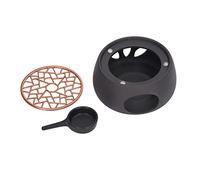 Base scalda teiera in ceramica, elegante design traforato per mantenere caldo il tè, il caffè e il latte a casa o in ufficio, nero, 514 g, 12,6 cm di larghezza. (Un blocco note)