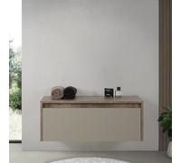 Base Sospesa 80 Cm In Legno Tabacco/Tortora Con Top 1 Cassetto Con Chiusura Soft-Close