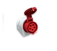 Base superficie - Base di collegamento 3P+N+T, rosso, 16A, 400V, realizzata in massetto, ideale per impianti elettrici sicuri e durevoli.