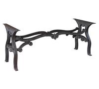 Base Tavolo Biscottini in Ghisa Artigianale Nera 180x74x75 per Piani Pesanti