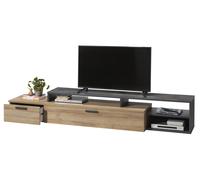 Base TV della linea vittoria con cassetto e ribalta rovere e grigio antracite