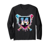 Baseball 14 Year Old Boy Ice Cream Drip 14 ° Compleanno Giocatore Maglia a Manica