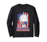 Baseball American Flag Skull Sunglass Patriotic 4th July Maglia a Manica