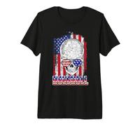 Baseball American Flag Skull Sunglass Patriotic 4th July Maglietta Premium