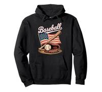 Baseball Bandiera Americana Stile Unico Felpa con Cappuccio