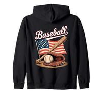 Baseball Bandiera Americana Stile Unico Felpa con Cappuccio