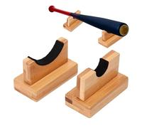 Baseball Bat Storage, 1 Pair Wooden Desktop Holder with Soft Lining, Stable Multifunctional Bat Display Rack Home Office Table Windowsill Shelf, Sports Room Decor for Athletes Collectors Fans