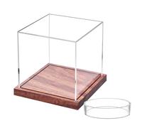 Baseball Box Display Case - Acrylic Clear Holder Organizer with Wooden Base | Sports Memorablia Showcase for Baseball, Softball, Golf, Tennis Balls, Collectible Souvenirs, Living Room, Bedroom, Study