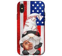 Baseball Catcher For Dad With American Flag Patriotic Gnome Custodia per iPhone X/XS