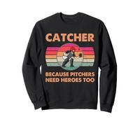 Baseball Catcher perché i lanciatori Hanno Bisogno di Eroi Troppo Vintage Felpa